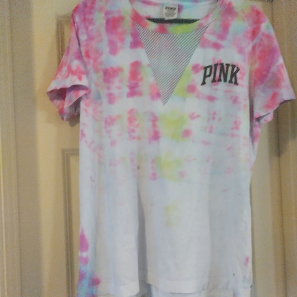 Pink multi colored tye dye size L
